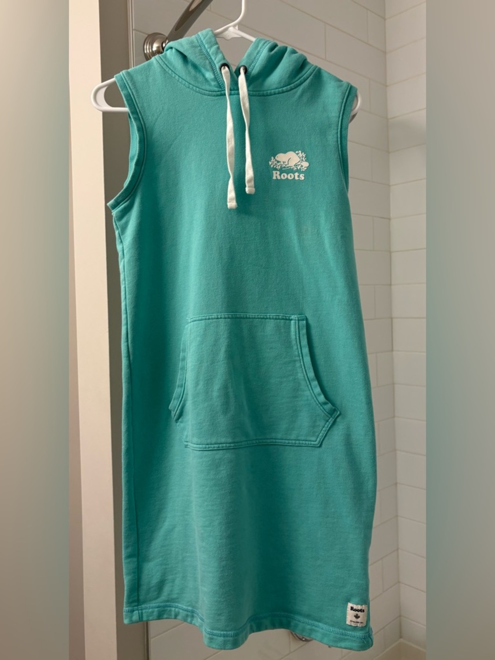 Roots Hooded Top in Aqua Green with White Logo